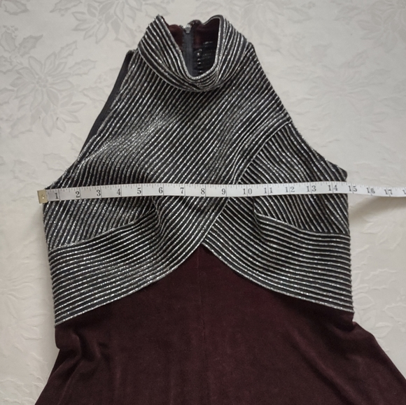 Tadashi vintage halter high neck lurex top flare skirt cocktail dress - Picture 2 of 11